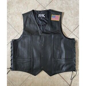 FMC Leather Vest With POW Crescent On The Back.  Excellent  Condition Size 52